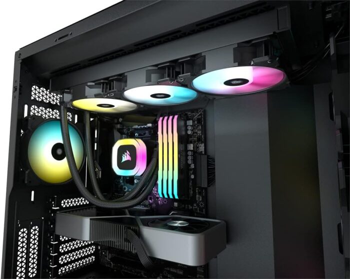 Corsair H150 RGB Dissipatore per CPU a Liquido - 360 mm AIO - Ventole SP120 RGB ELITE - Adatto a Intel LGA 1700/1200/115X/2066, AMD AM5/AM4 - Adattatore ARGB per Scheda Madre Incluso - Nero - immagine 3